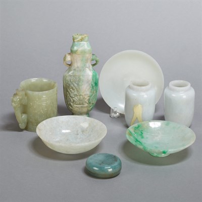 Lot 132 - Group of Eight Chinese Jade Articles 19th/20th...