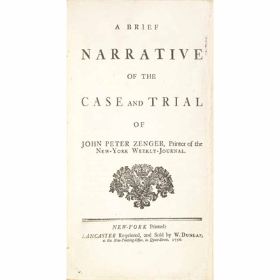 Lot 28 - [ZENGER, PETER] A Brief Narrative of the Case...