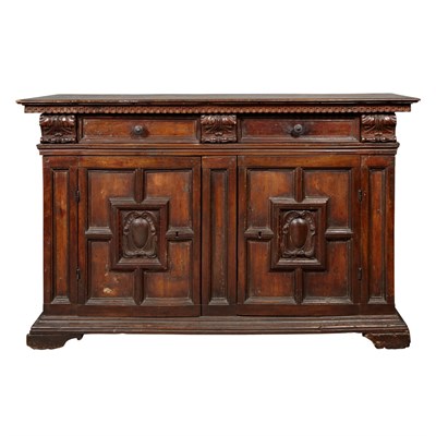 Lot 165 - Italian Baroque Walnut Side Cabinet With two...