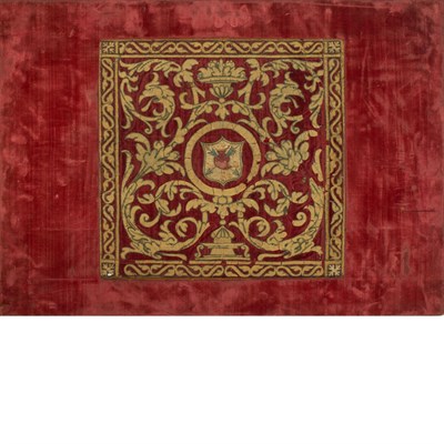 Lot 126 - Continental Gilt Thread Embroidered Red Velvet...