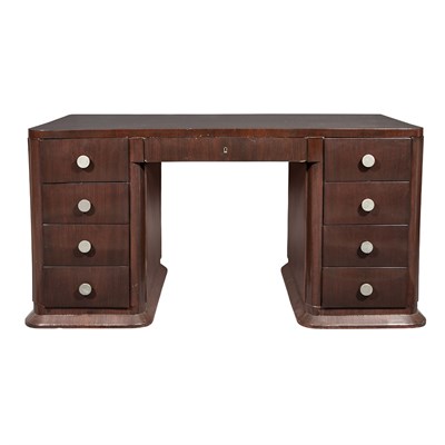 Lot 697 - French Rosewood and Nickel Partner's Desk...