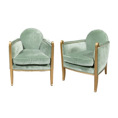 Lot 271 - Pair of Art Deco Armchairs 1940s Gilt-wood and...