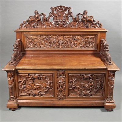 Lot 484 - Renaissance Style Carved Mahogany Trousseau...