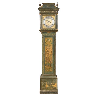 Lot 357 - George II Green Japanned Tall Case Clock...