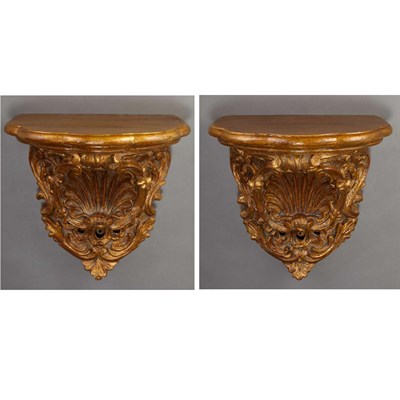 Lot 458 - Pair of Louis XV Style Gilt-Wood Wall Brackets...