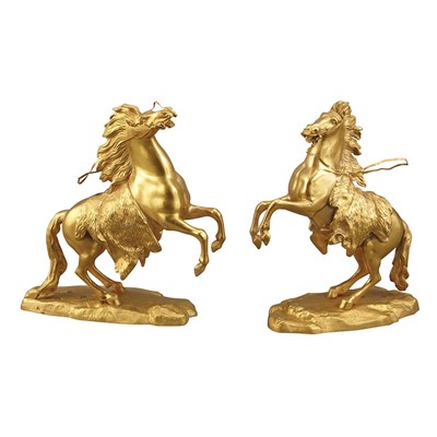 Lot 500 - Pair of Gilt-Bronze Figures of Rearing Horses...