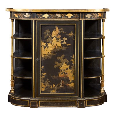 Lot 347 - Regency Lacquer Inset and Paint Decorated Side...