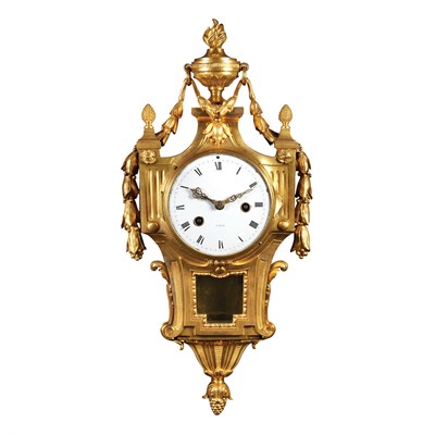 Lot 264 - Louis XVI Gilt-Bronze Cartel Clock Signed...