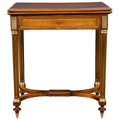 Lot 257 - Louis XVI Style Brass Inlaid and Mounted...