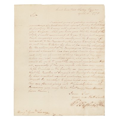 Lot 32 - WASHINGTON, GEORGE Signed letter to Brigadier...