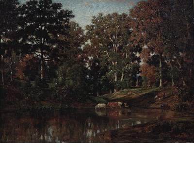 Lot 4 - Jules Dupre French, 1811-1889 Vaches a...