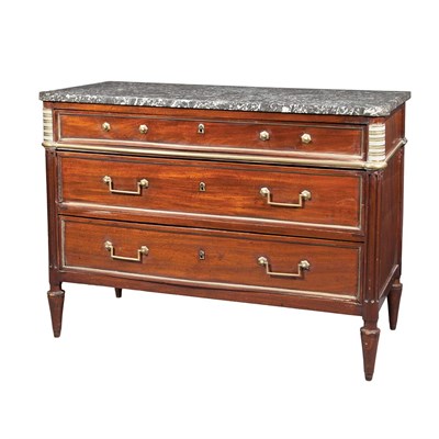 Lot 504 - Louis XVI Brass Mounted Mahogany Commode Late...