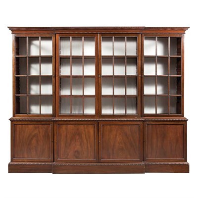 Lot 331 - George II Style Mahogany Breakfront Bookcase...