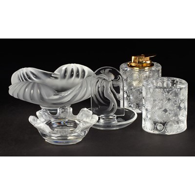 Lot 600 - Group of Five Lalique Glass Articles Diameter...