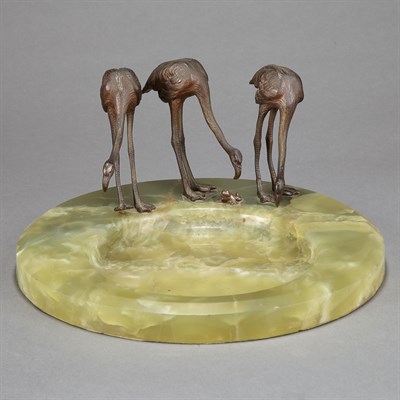 Lot 609 - Bronze and Onyx Dish Mounted with three...