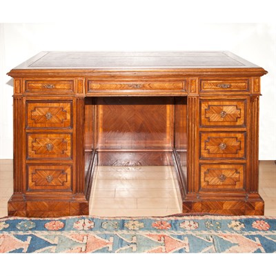 Lot 253 - English Leather Inset Fruitwood Double...