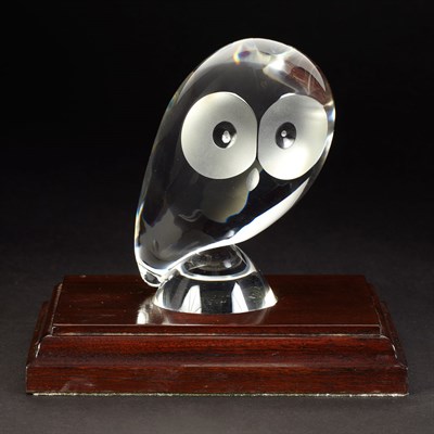 Lot 625 - Steuben Glass Figure of an Owl on a Wood Stand...