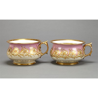 Lot 632 - Pair of Gilt Decorated Porcelain Chamber Pots...