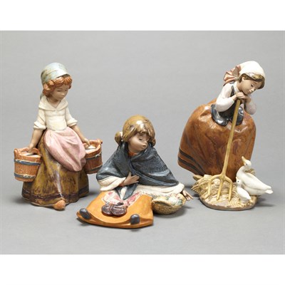 Lot 633 - Group of Three Lladro Ceramic Figures of...