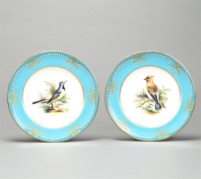Lot 647 - Pair of English Bird Decorated Porcelain...