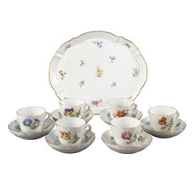 Lot 652 - Set of Six Meissen Porcelain Tea Cups and...