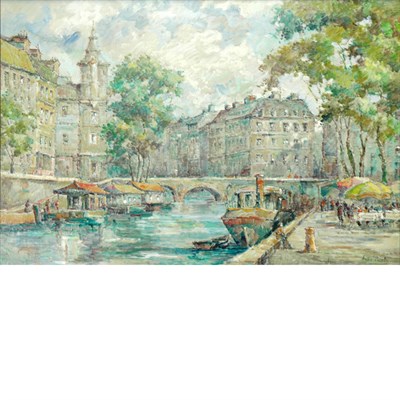 Lot 84 - Andre Picot French, 1910-1992 River Seine,...