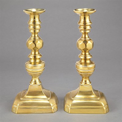 Lot 656 - Pair of English Brass Candlesticks Height 10...