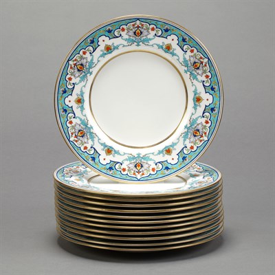 Lot 663 - Set of Twelve Mintons Gilt Decorated Painted...