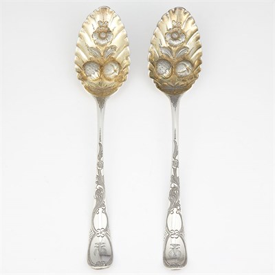 Lot 696 - Pair of English Silver Berry Spoons Probably...