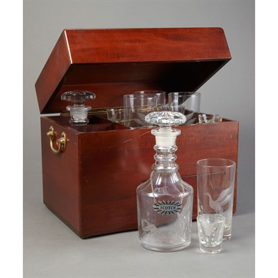 Lot 703 - Etched Glass and Crystal Cordial Set...