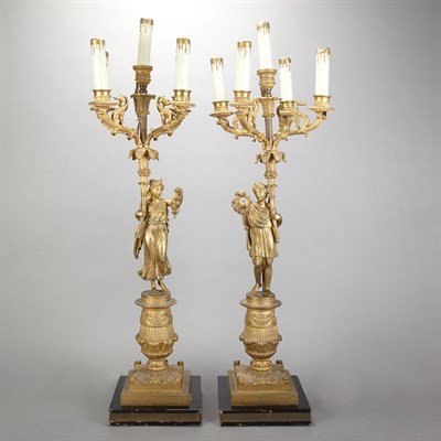 Lot 292 - Pair of Empire Style Gilt-Bronze and...