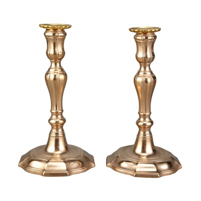 Lot 455 - Pair of Louis XV Brass Candlesticks 18th...