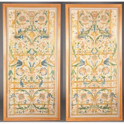 Lot 148 - Pair of Continental Baroque Silk Embroidered...