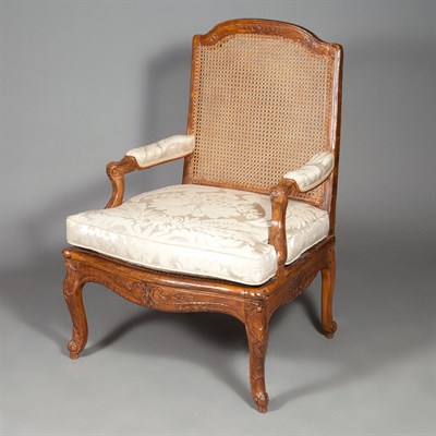 Lot 390 - Regence Beechwood and Caned Fauteuil a la...