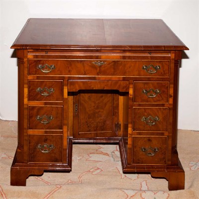 Lot 296 - George II Style Burl-Wood Kneehole Desk Height...