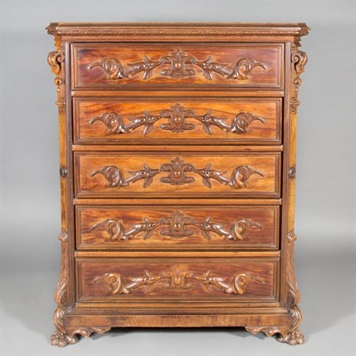 Lot 453 - Renaissance Revival Mahogany Chest of Drawers...