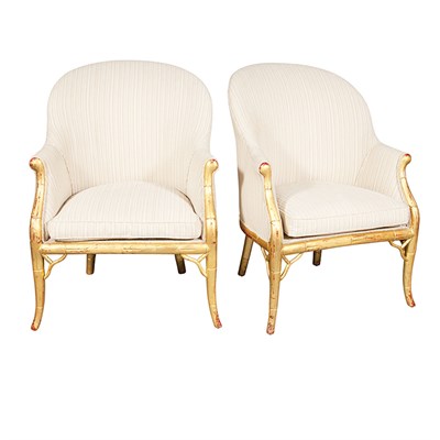Lot 563 - Pair of Regency Style Gilt-Wood Faux Bamboo...