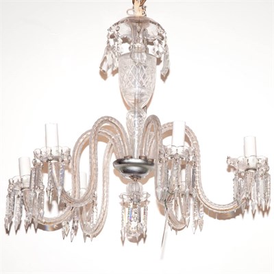 Lot 455 - Georgian Style Glass Six-Light Chandelier...