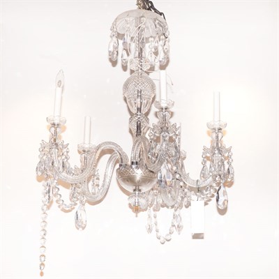 Lot 463 - Georgian Style Glass Six-Light Chandelier...