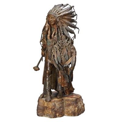 Lot 452 - Austrian Bronze Figure of an American Indian...