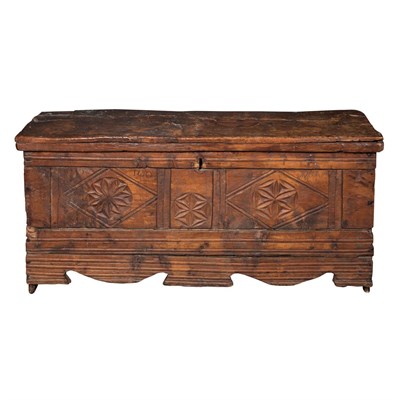 Lot 121 - Continental Pine Coffer Dated 1780 The hinged...