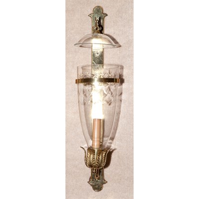 Lot 491 - Set of Four Georgian Style Brass and Glass...