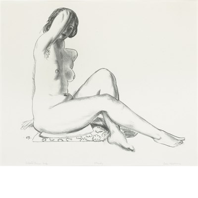 Lot 11 - George Bellows NUDE STUDY, GIRL ON A FLOWERED...