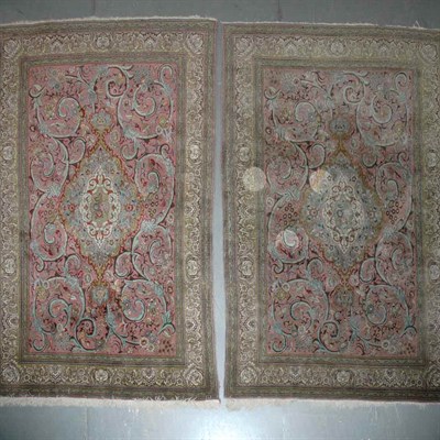 Lot 436 - Pair of Kurkwool and Silk Tabriz Rugs...