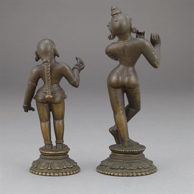 Lot 28 - Indian Bronze Krishna and Consort 14-16th...