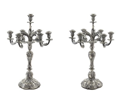 Lot 244 - Pair of Continental Silver Seven-Light...