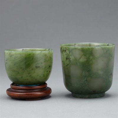 Lot 163 - Two Chinese Spinach Jade Cups 19th/20th...