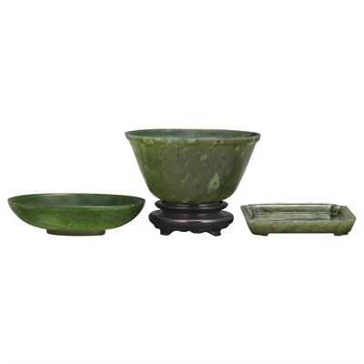 Lot 164 - Group of Three Chinese Spinach Jade Articles...