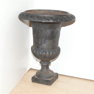Lot 543A - Pair of Black Painted Iron Garden Urns Height...