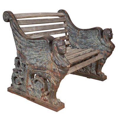 Lot 467 - Egyptian Revival Style Painted Iron and Wood...